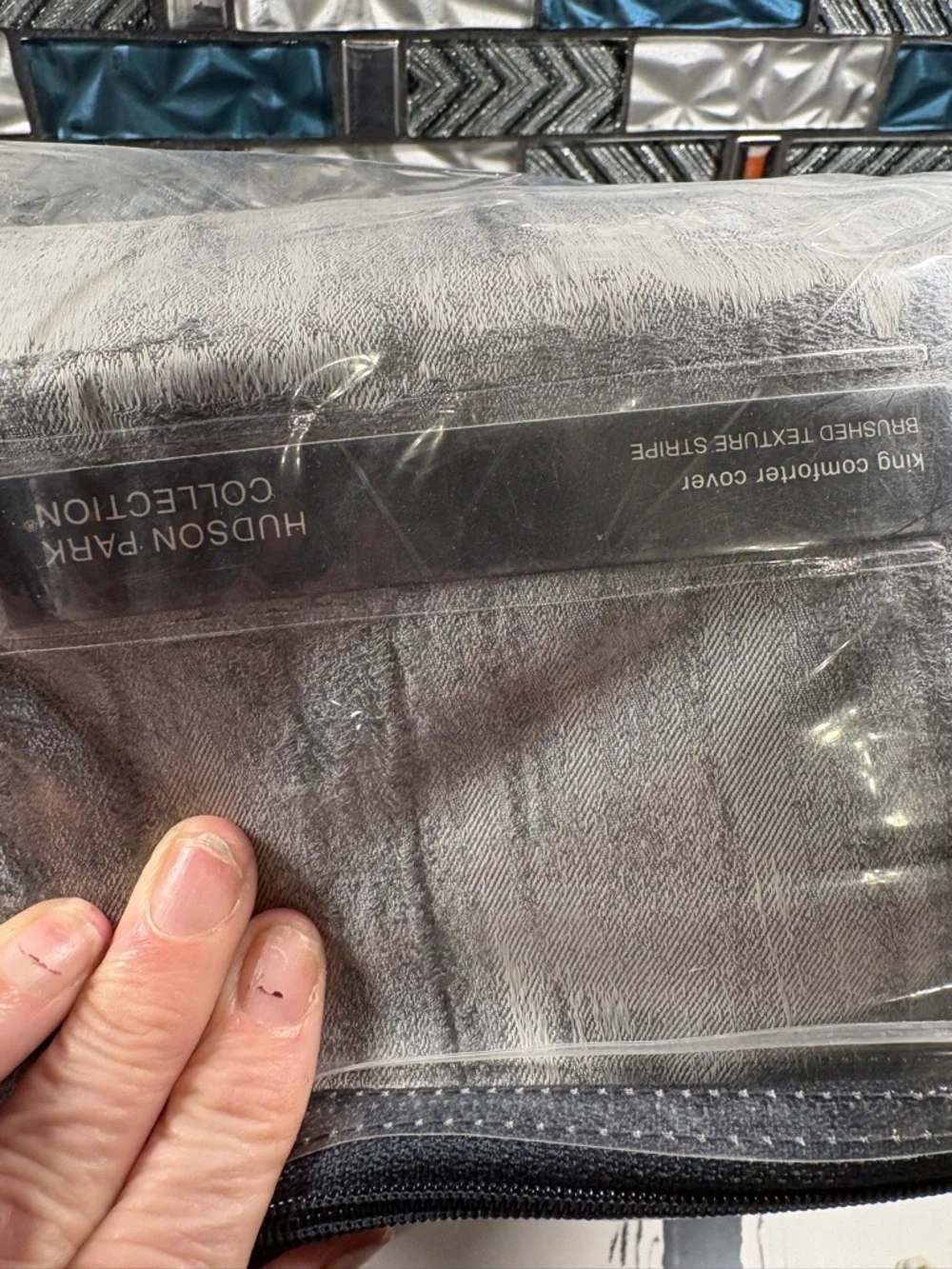 Hudson Jeans Hudson Park Collection Silver Gray Comforter Cover